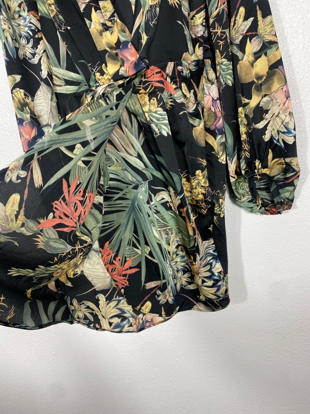 Miss Avenue Black Floral Long Sleeve Midi Shirt Dress Size M - Picture 5 of 16